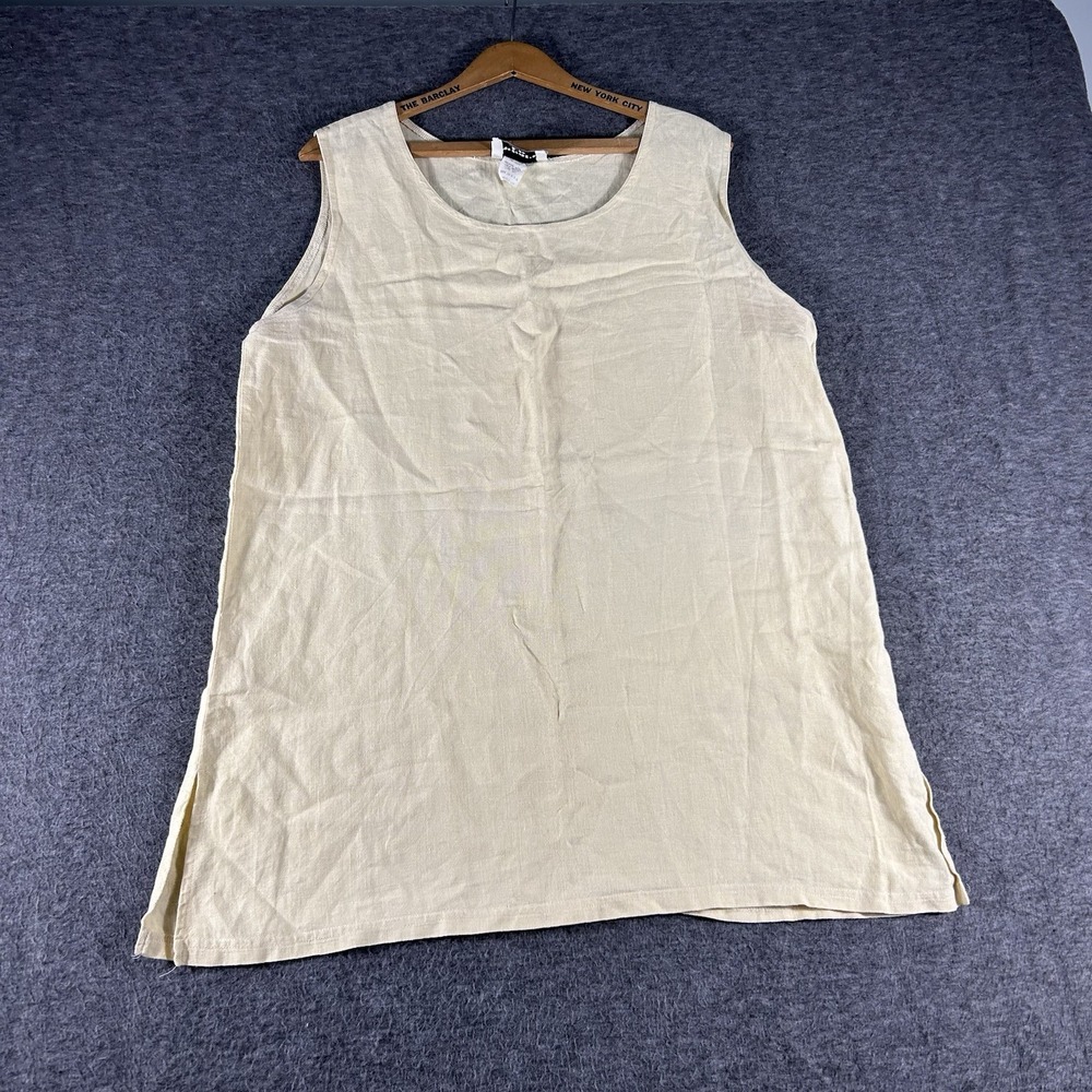 What's Up Coastal Butter Yellow Linen Sleeveless Tank Tunic Top Womens Size M